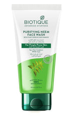 Biotique PURIFYING NEEM FACE WASH WITH PLANT DERIVED NIACINAMIDE For Pimple Prone Skin See a Clear Complexion All Skin Types-150ml